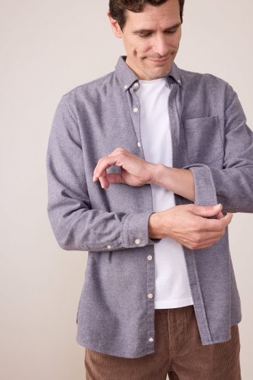 Chemise unie Java en flanelle Bleu