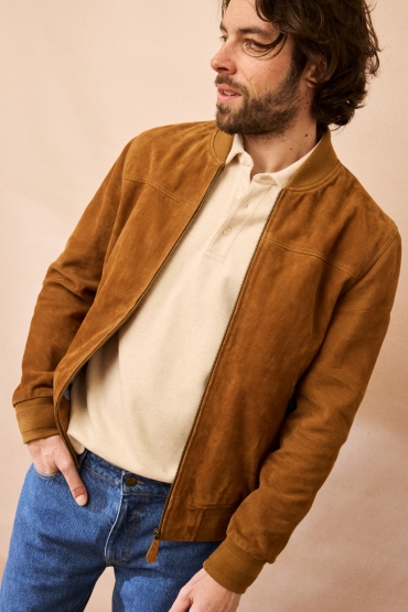 Blouson en cuir de chèvre Mac Caramel